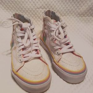 VANS UNICORN Shoes HI Tops, ZIP Back, WHITE GLITTE